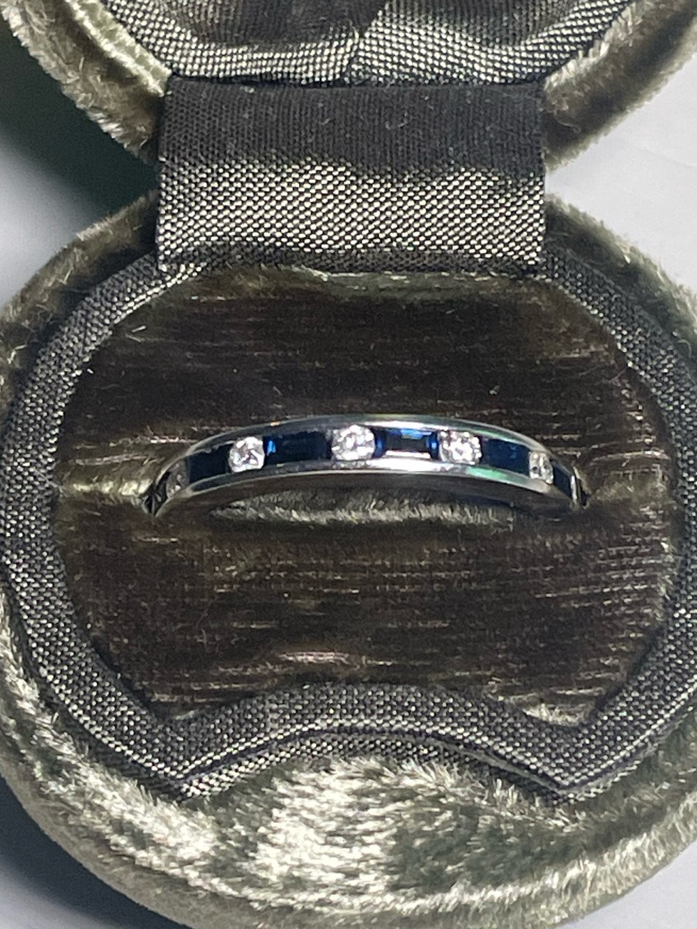 Effy 18k white gold band with sapphires and diamonds